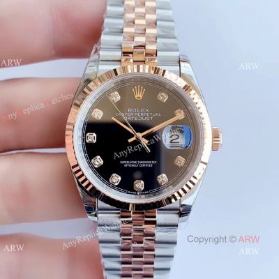 3235 Rolex Datejust Black Diamond Dial Jubilee Watch 36mm